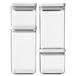 Brabantia - Stackable Square Canister Light Grey Set 4pce
